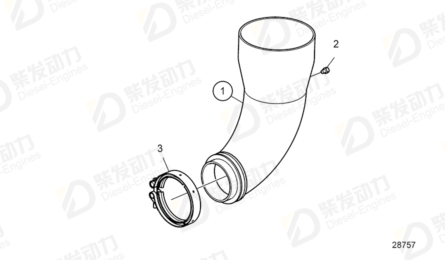 VOLVO Pipe elbow 22721816 Drawing
